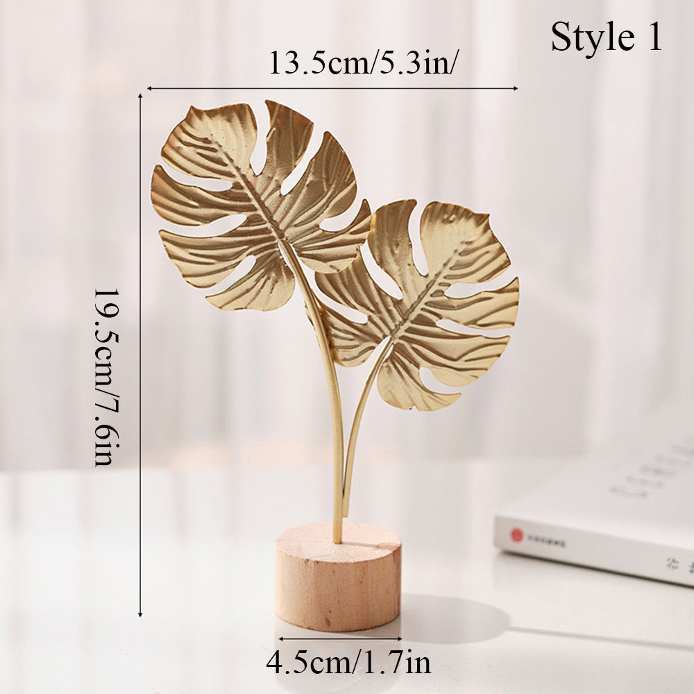 Nordic Gold Ginkgo Leaf Crafts Leaves Sculpture Luxury Living Room Décor Home Decoration Accessories Office Desktop Ornaments