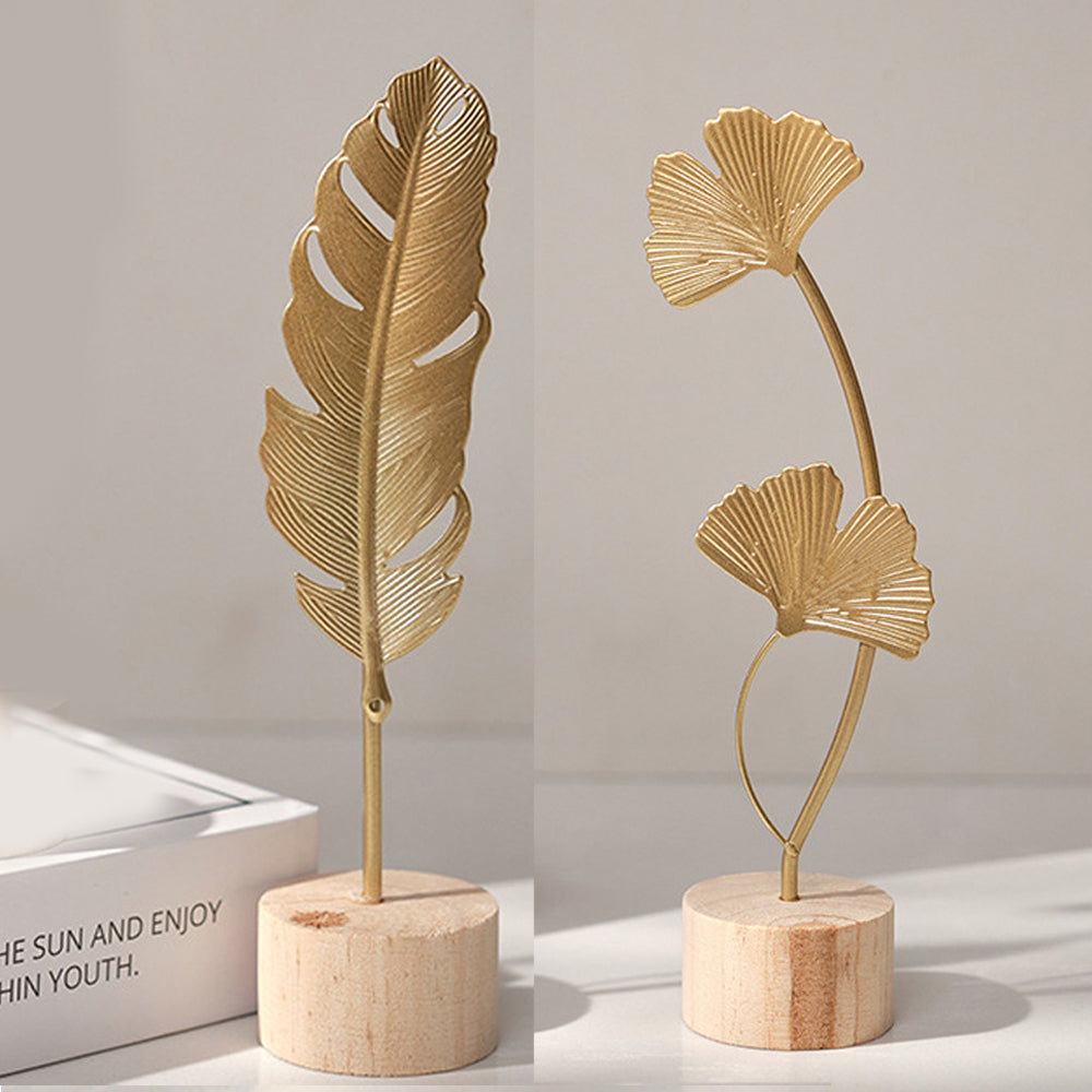 Nordic Gold Ginkgo Leaf Crafts Leaves Sculpture Luxury Living Room Décor Home Decoration Accessories Office Desktop Ornaments