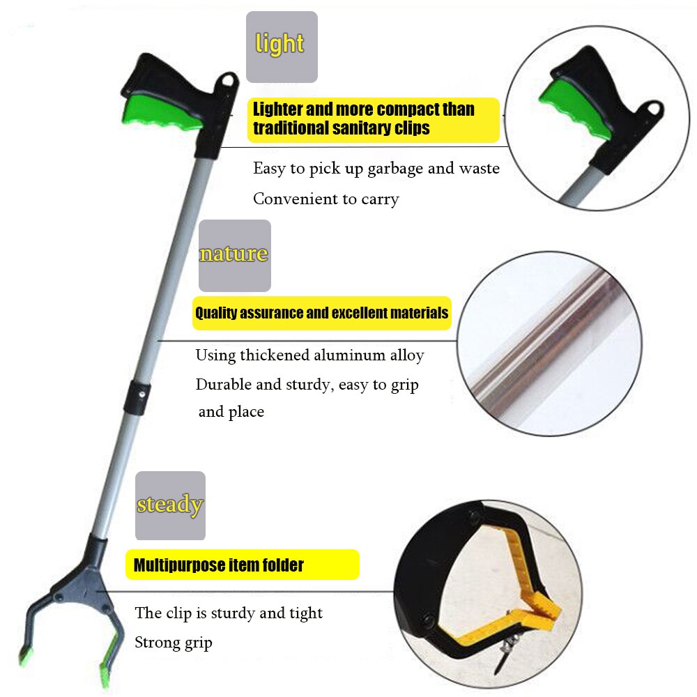 Foldable Litter Reacher Pickers Gripper Extender Hand Tools Portable Collapsible Garbage grabber