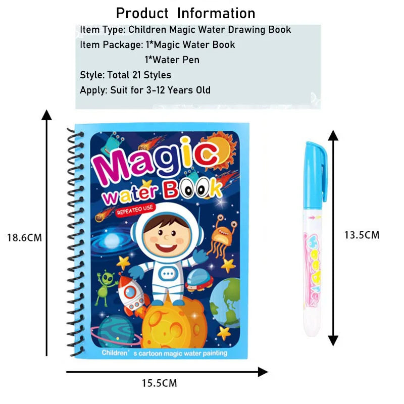 Children Reusable Coloring Book Magic Water Drawing Book