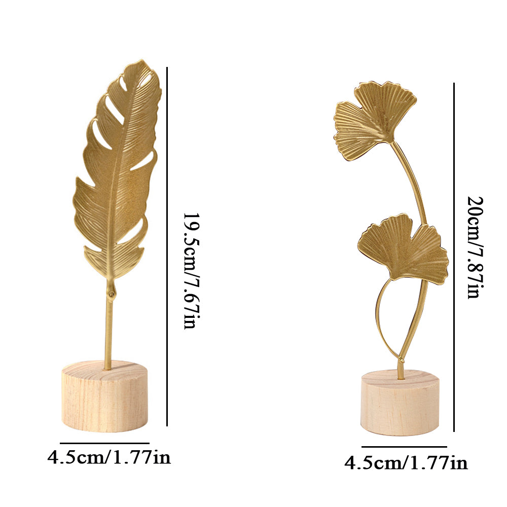 Nordic Gold Ginkgo Leaf Crafts Leaves Sculpture Luxury Living Room Décor Home Decoration Accessories Office Desktop Ornaments