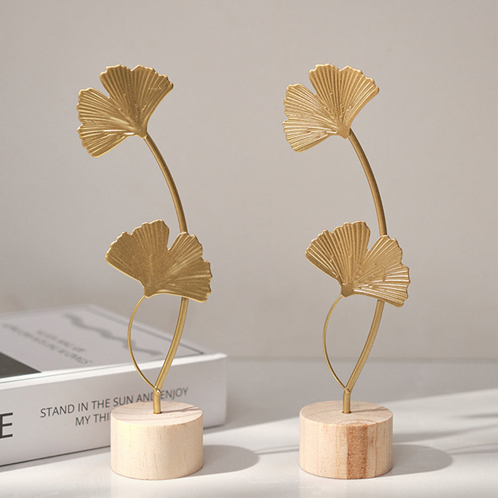 Nordic Gold Ginkgo Leaf Crafts Leaves Sculpture Luxury Living Room Décor Home Decoration Accessories Office Desktop Ornaments